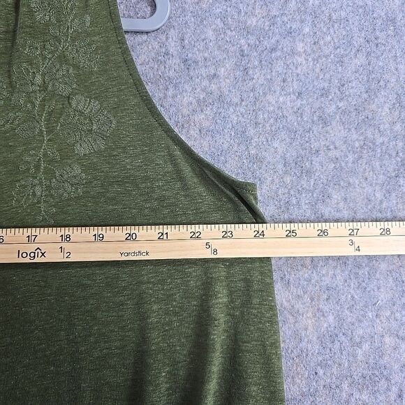 Magnolia Grace Olive Sleeveless T-shirt Blouse Plus 2X Linen Blend Embroidered - Picture 7 of 10